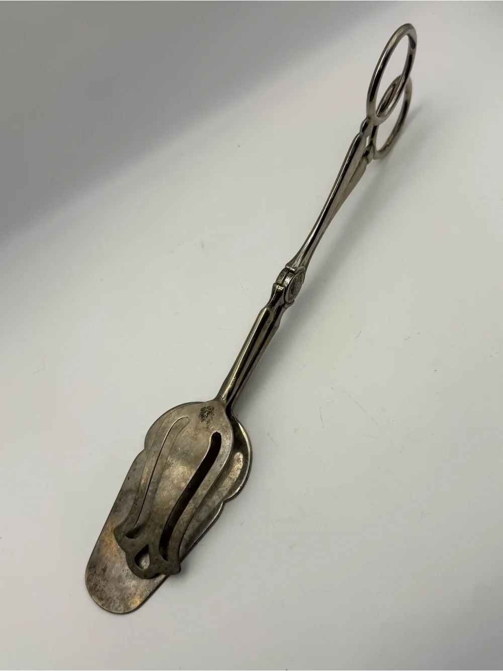 Vintage E.P. Zinc Silver Plate Italy Salad Dessert Food Tongs, 10”